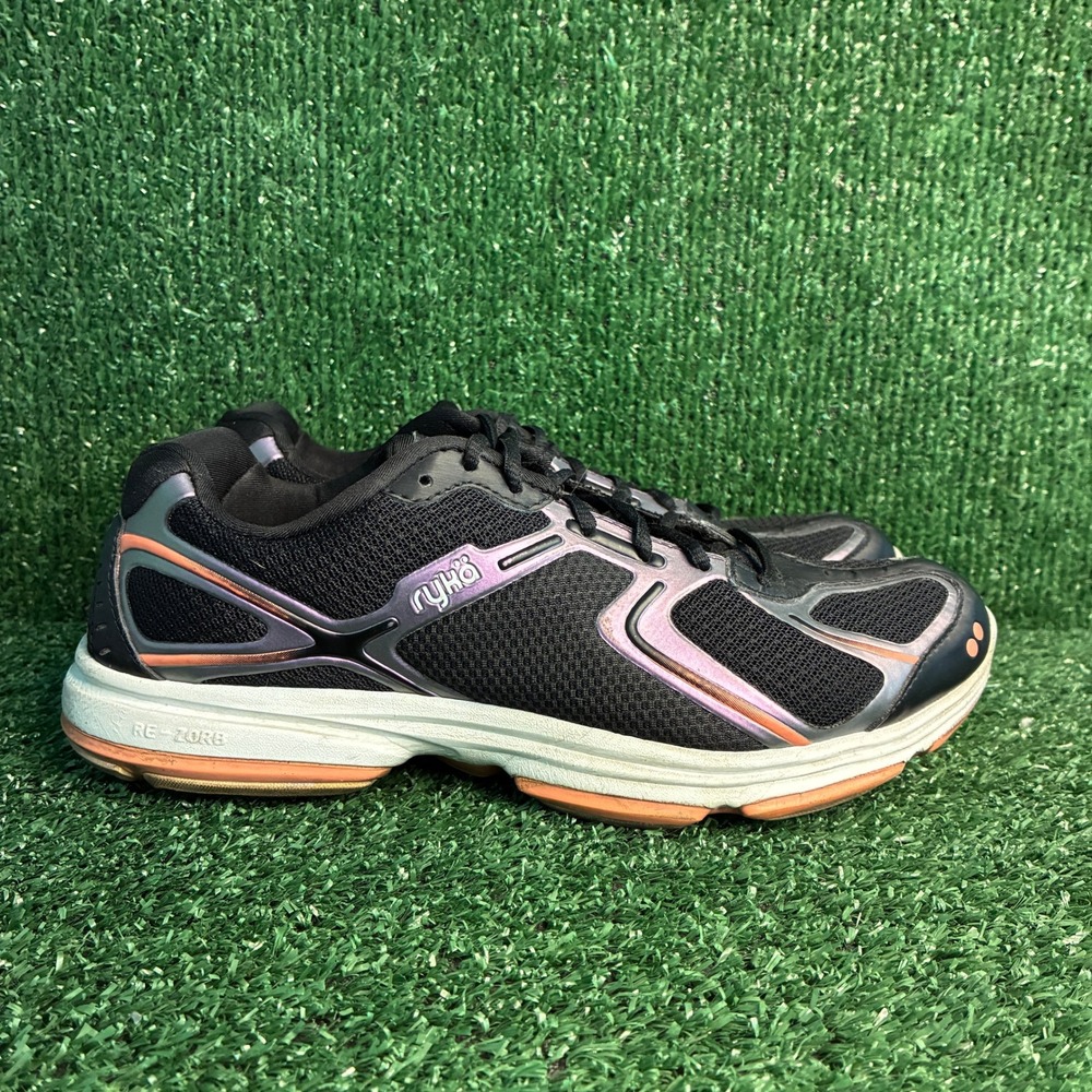 Ryka Devotion Re-Zorb Iridescent Mesh Athletic Training Sneaker Black Women 8.5M